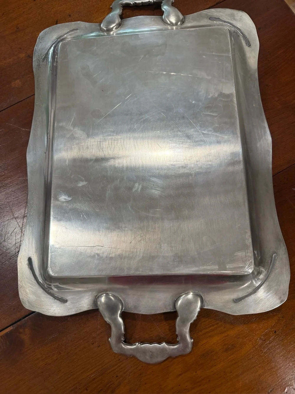 Antique Wm. Rogers Eagle & Star Silverplate Handled Serving Tray 23.5” Vintage